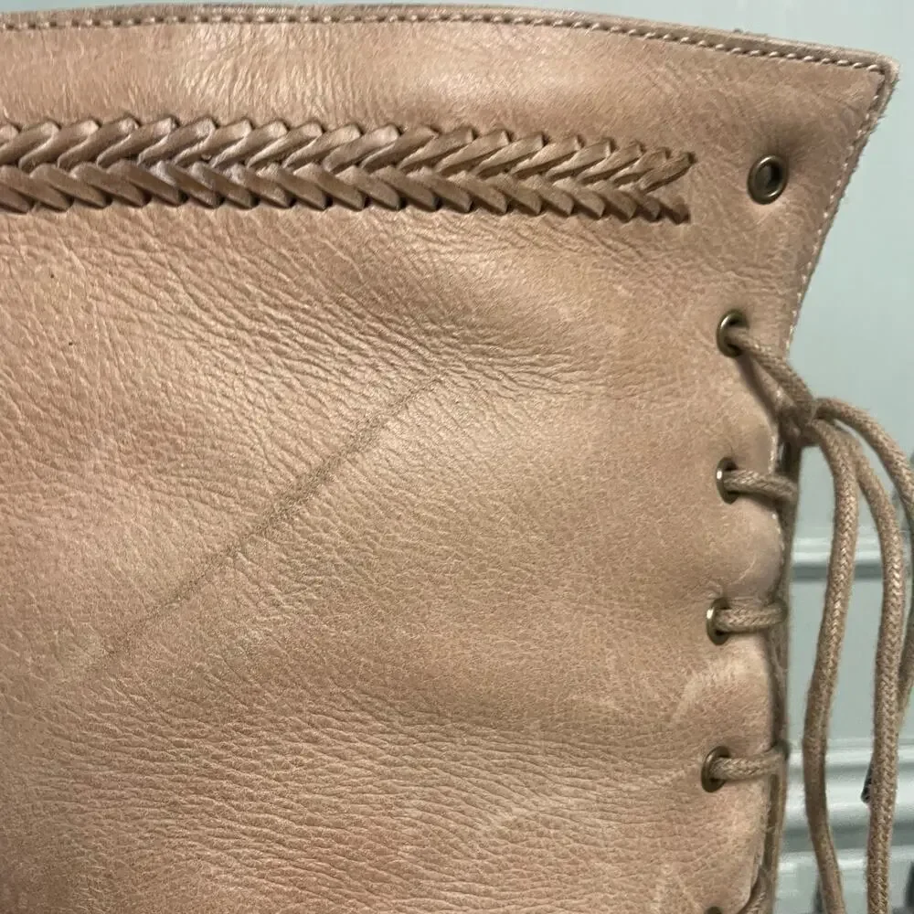 Cobra Society Above Knee Leather Sweater Boot Lace Up Made in Spain Sz 37 US 6.5